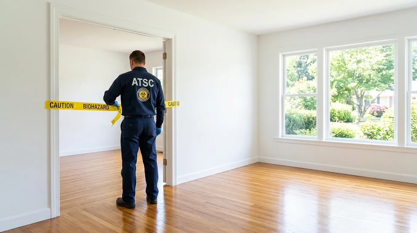 Certified biohazard cleanup crew performing Trauma Scene Cleanup in Torrington